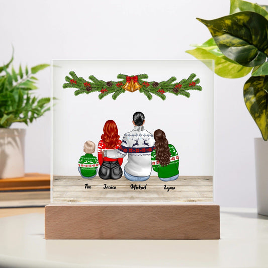 Personalized Christmas Family Clip Art Acrylic Plaque Keepsake