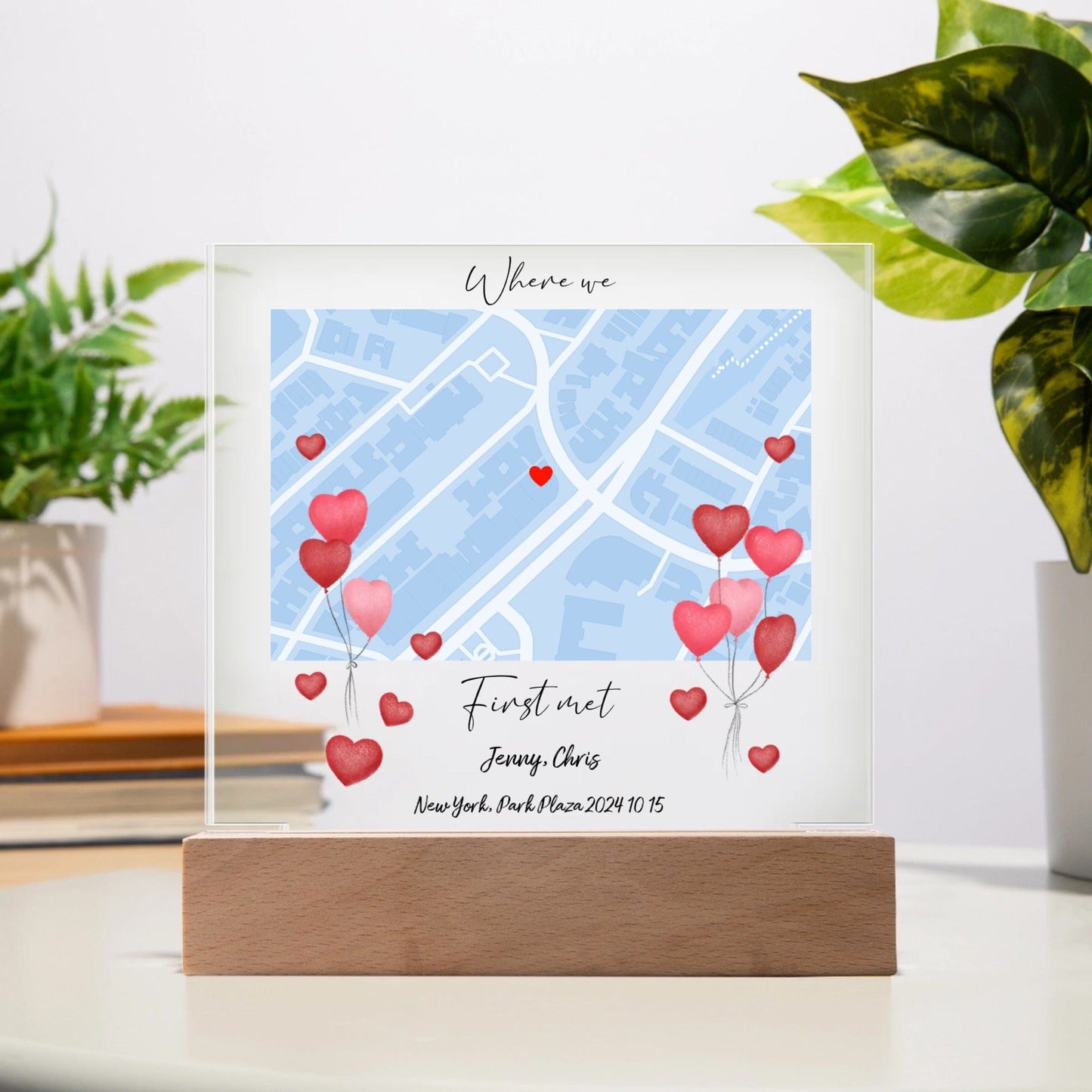 Custom Map Anniversary & Wedding Gift Acrylic Square Plaque