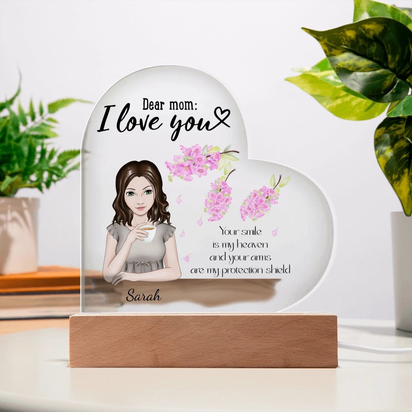 Personalized Acrylic Heart Plaque Gift For Mother