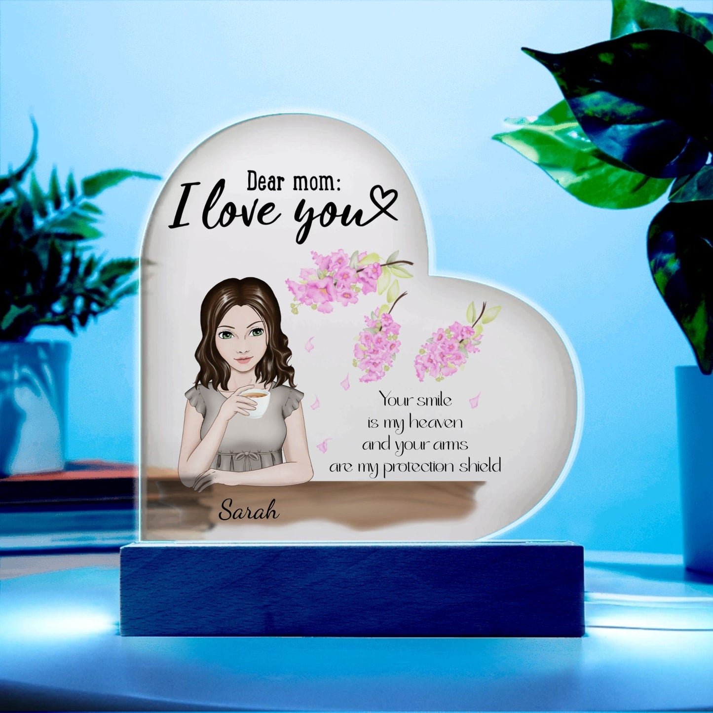 Personalized Acrylic Heart Plaque Gift For Mother