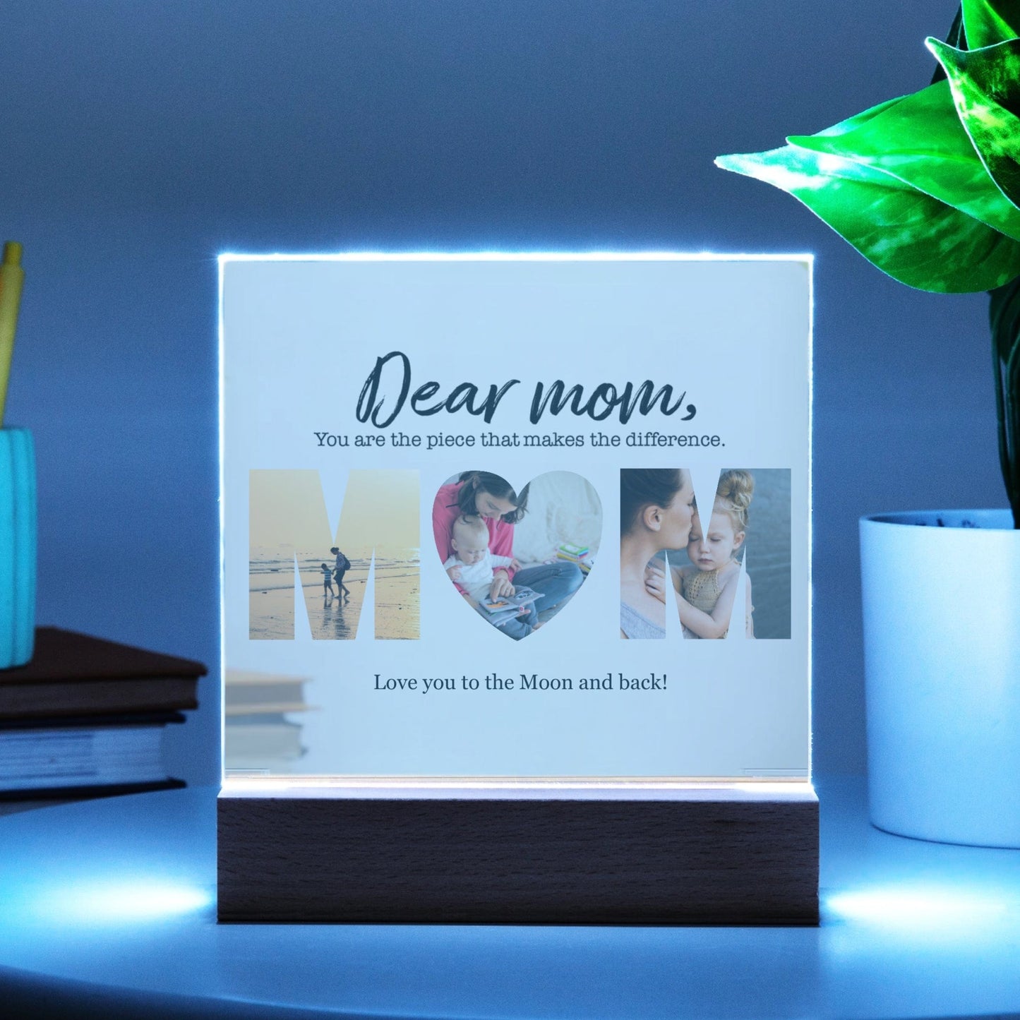 Personalized Acrylic Square Plaque Photo Gift for Mom