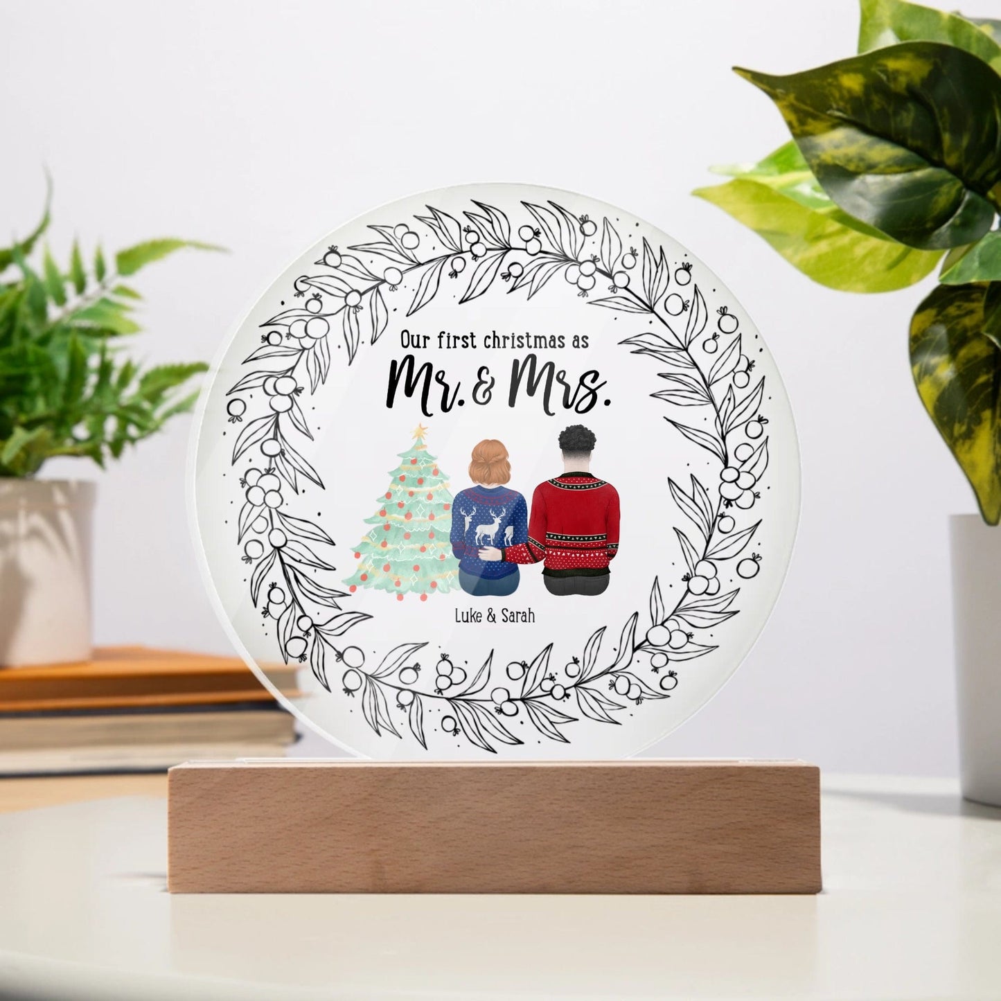 Circle Acrylic Plaque Personalized Christmas Gift For Couples