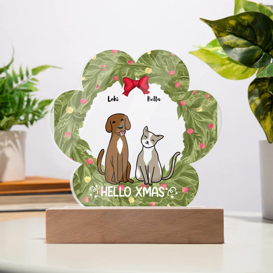 Personalized Pet Name Acrylic Paw Plaque Family Christmas Gift