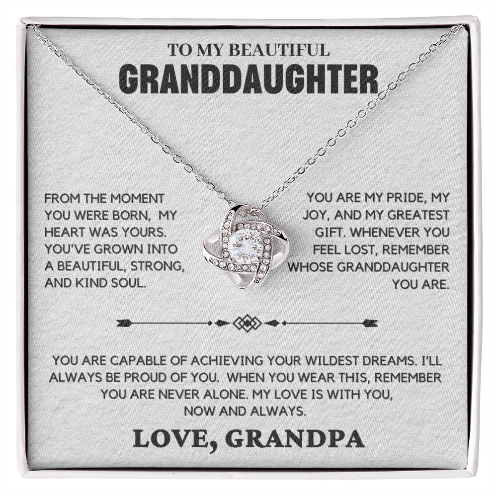 Love Knot Necklace From Grandpa To My Beautiful Granddaughter - Gift Set