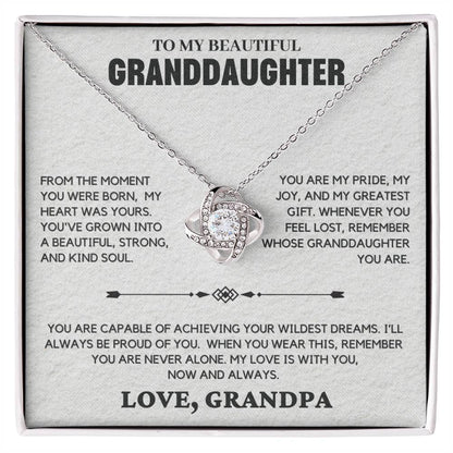 Love Knot Necklace From Grandpa To My Beautiful Granddaughter - Gift Set