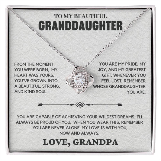 Love Knot Necklace From Grandpa To My Beautiful Granddaughter - Gift Set