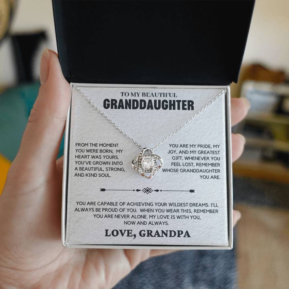 Love Knot Necklace From Grandpa To My Beautiful Granddaughter - Gift Set