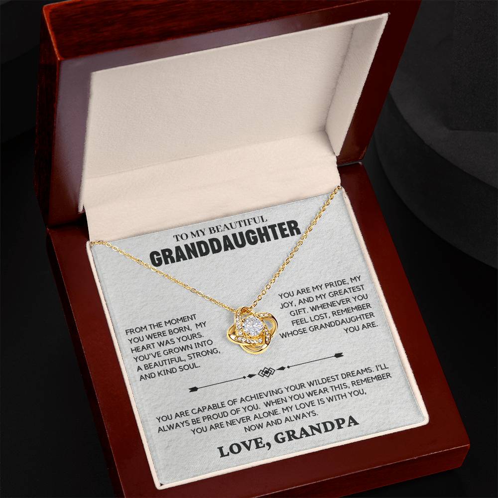 Love Knot Necklace From Grandpa To My Beautiful Granddaughter - Gift Set