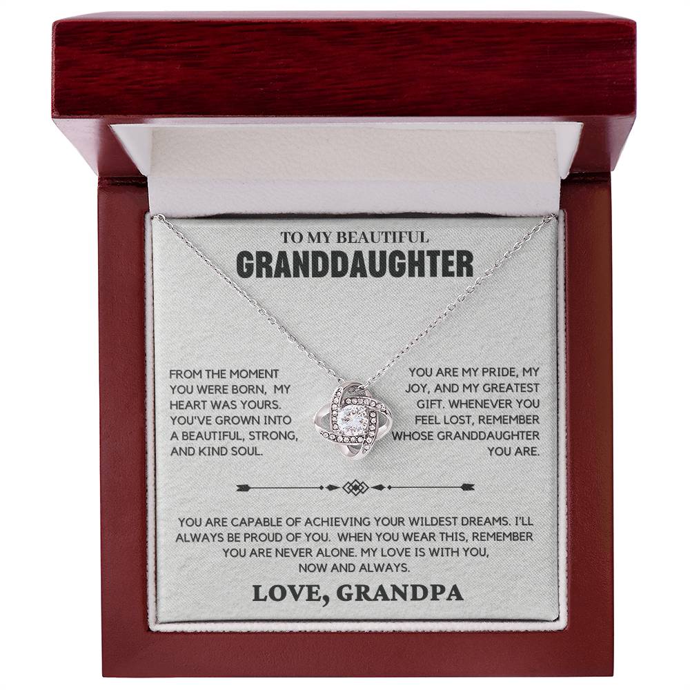 Love Knot Necklace From Grandpa To My Beautiful Granddaughter - Gift Set