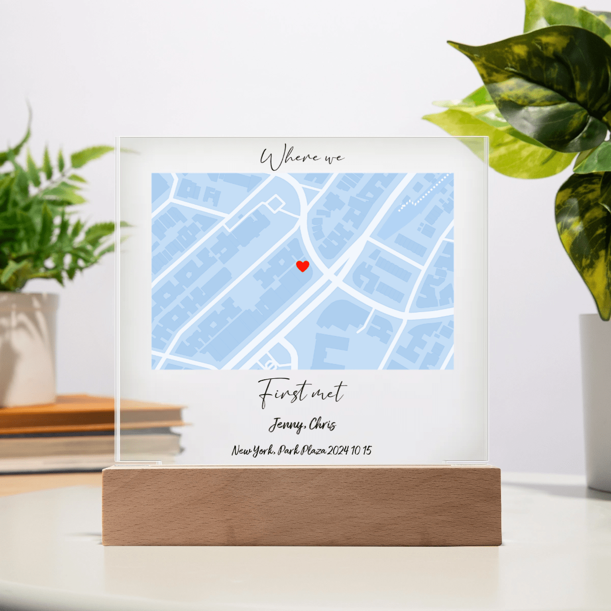 Custom Map Anniversary & Wedding Gift Acrylic Square Plaque