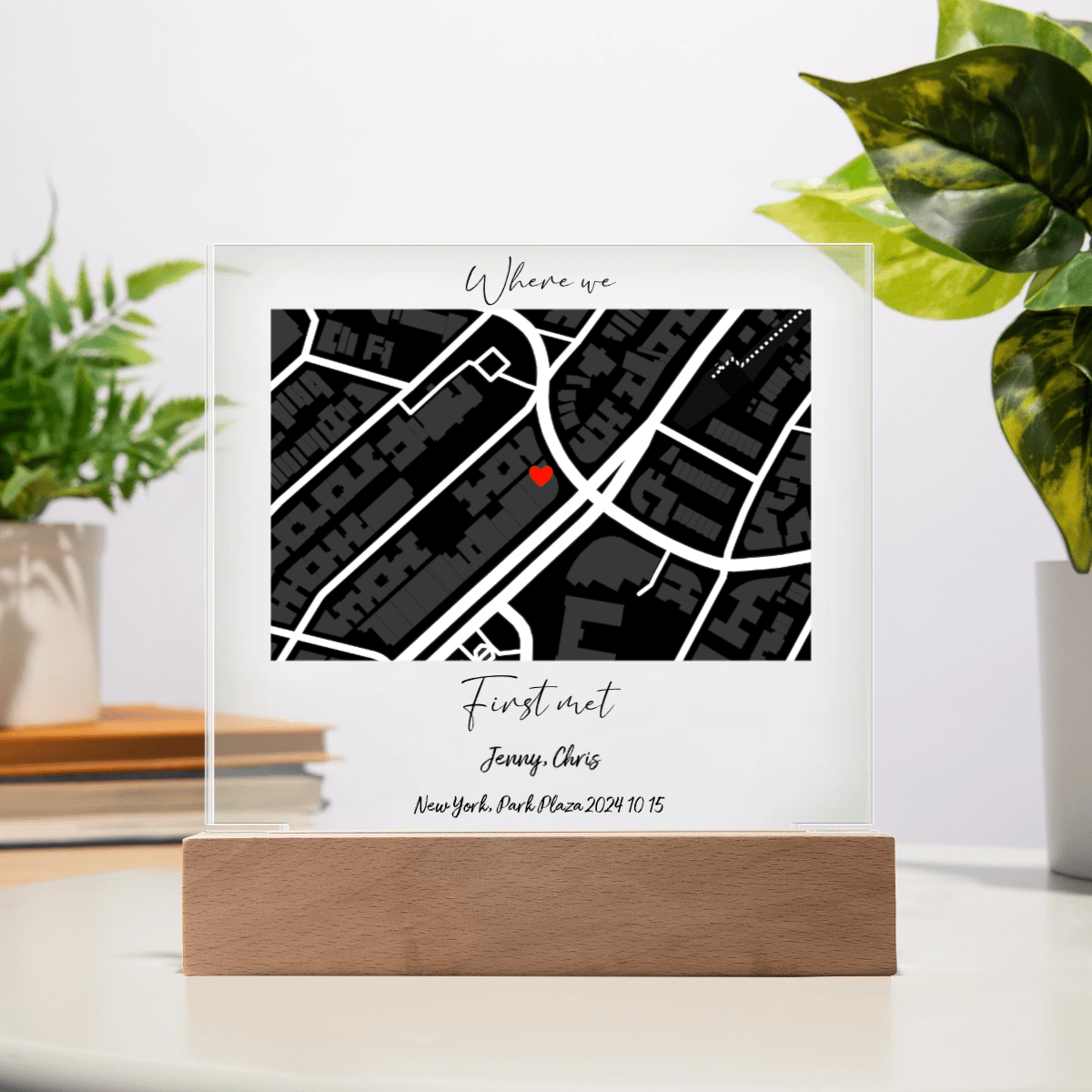 Custom Map Anniversary & Wedding Gift Acrylic Square Plaque