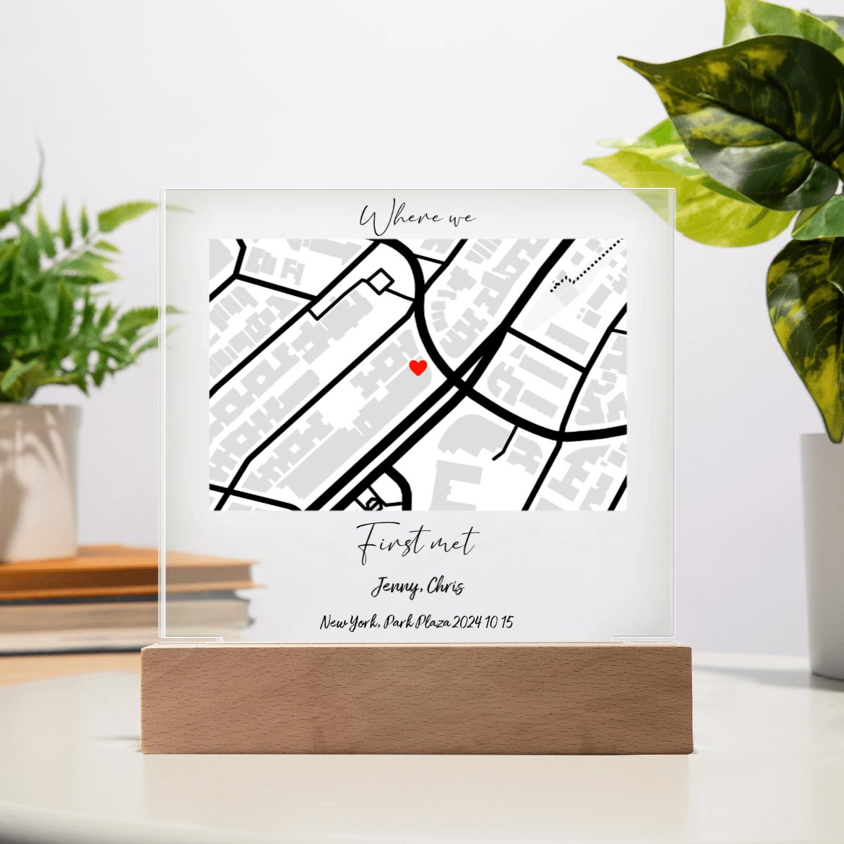 Custom Map Anniversary & Wedding Gift Acrylic Square Plaque