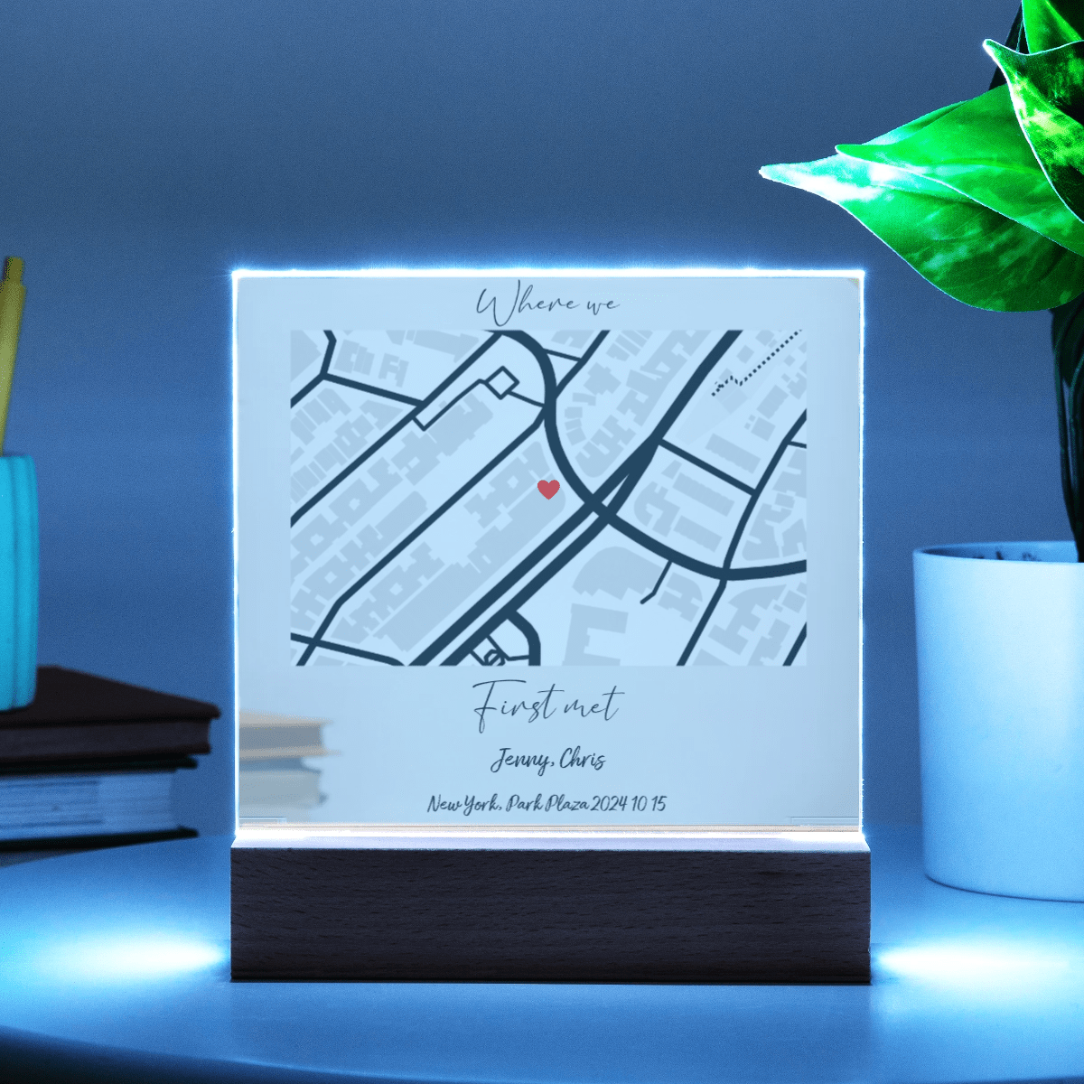 Custom Map Anniversary & Wedding Gift Acrylic Square Plaque