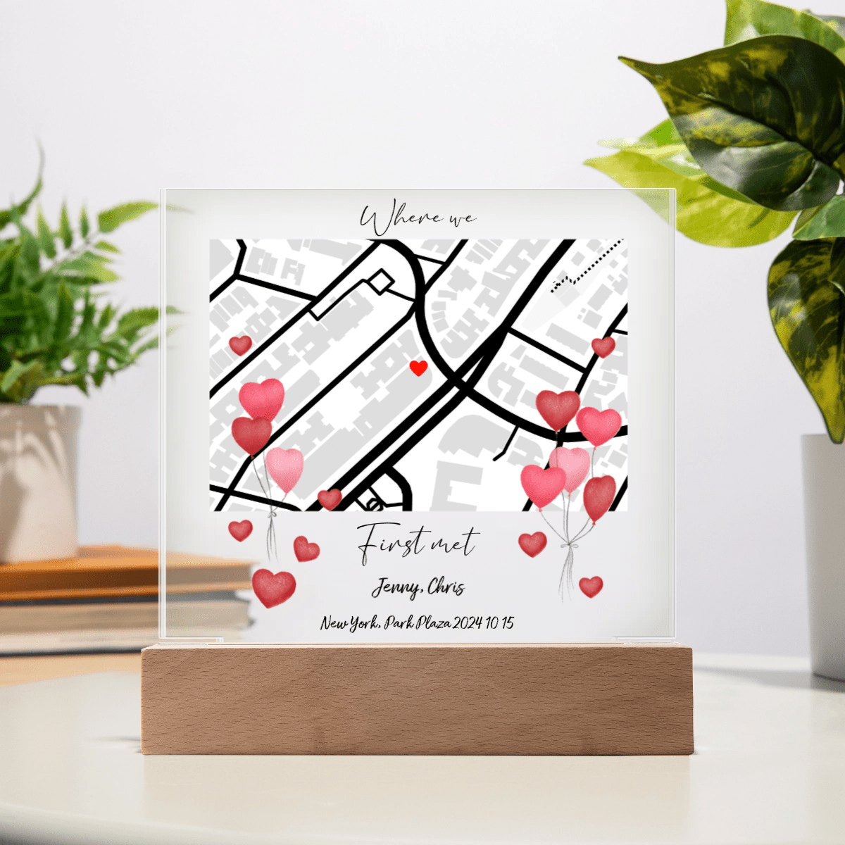 Custom Map Anniversary & Wedding Gift Acrylic Square Plaque