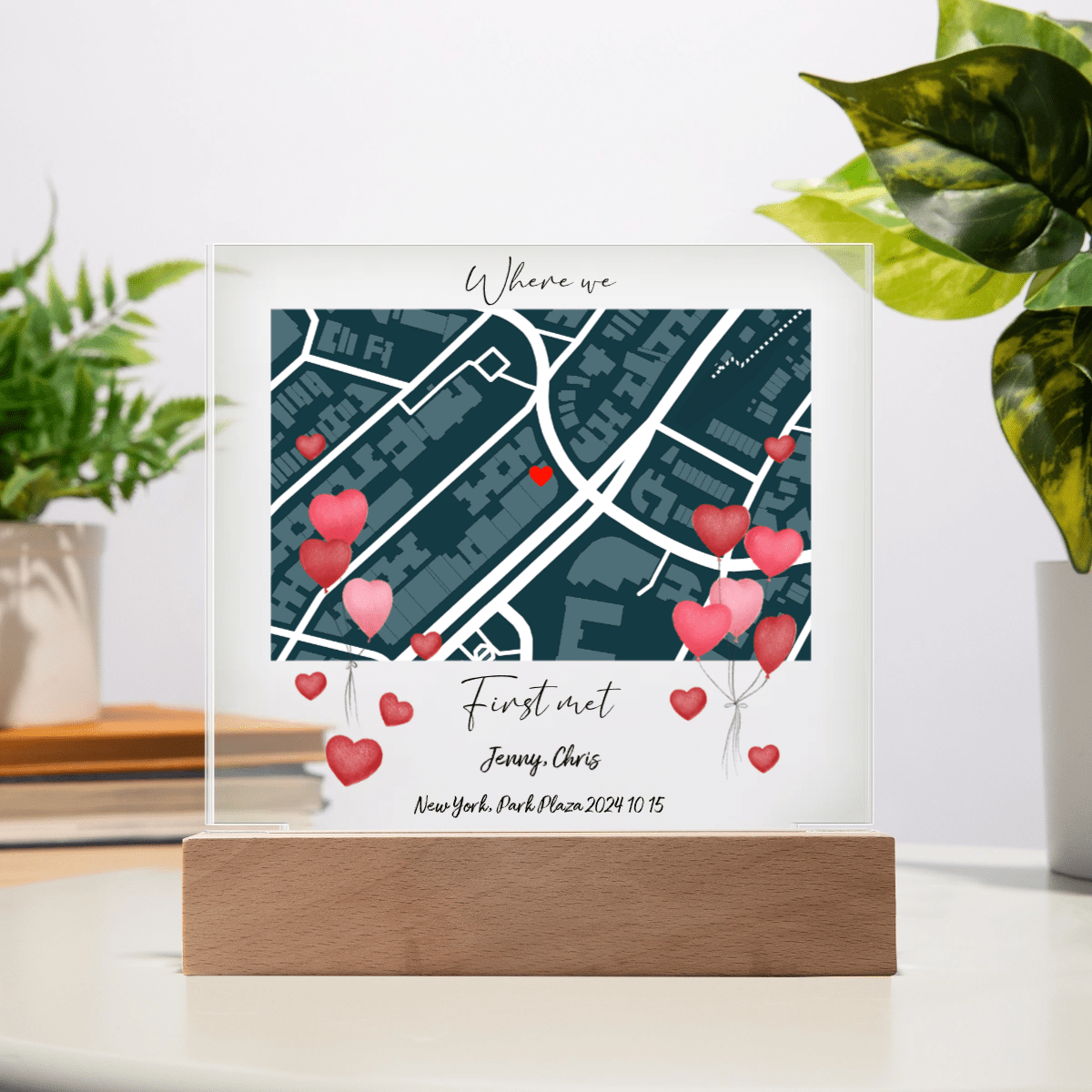 Custom Map Anniversary & Wedding Gift Acrylic Square Plaque